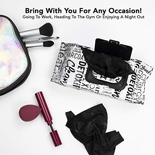 Clinical Works - 2 Pack (60 Count Each) Charcoal Detoxifying Face Wipes