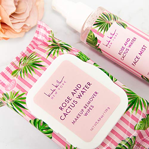 Nicole Miller Glow and Go Hydrating Skin Care Set- Facial Care Set with Makeup Remover Wipes, Face Spray, Rose and Cactus Water