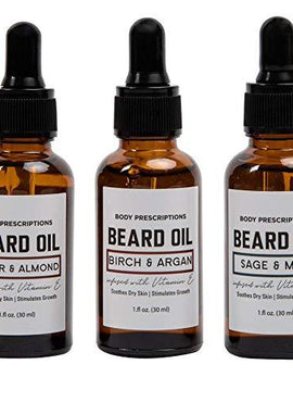 Body Prescriptions Beard Oil Collection- 3 Piece Beard Oil Set in Glass Bottles