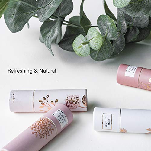 Nicole Miller 4 Pack Moisturizing Lip Balm Collection, Lip Softening Gift Set, Perfect Gift for Women and Girls (Mint, Vanilla, Rose, and Honey)
