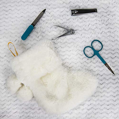 Live Green Holiday Manicure Set- 4 Piece Grooming Set with Nail Clippers, Scissors, and File in a Stocking