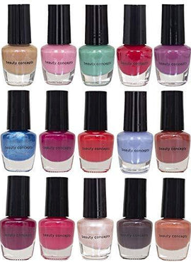 Beauty Concepts Nail Polish Set - Set of 15 Mini Cool Nail Polish Colors, Quick Dry Nail Polish