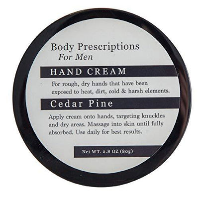 Body Prescriptions Intense Moisture Hand Cream/Moisturizer for Men for Rough and Dry Skin (Cedar Pine)