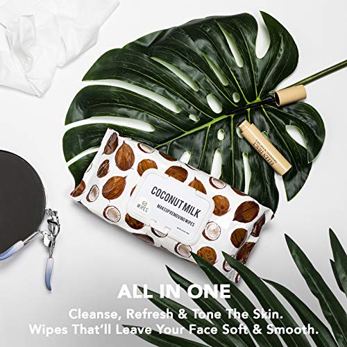 Body Prescriptions Coconut Milk with Vitamin C Wipes & Makeup Remover Wipes - 2 Pack (60 Count Each) of Gentle Facial Cleansing Wipes Flip Top Pack