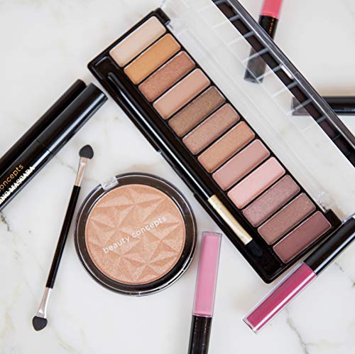 10 PC Cosmetic Collection-Eyeliner, Mascara, Lip Glosses, Highlighter, Eye Shadow and Brush by Beauty Concepts