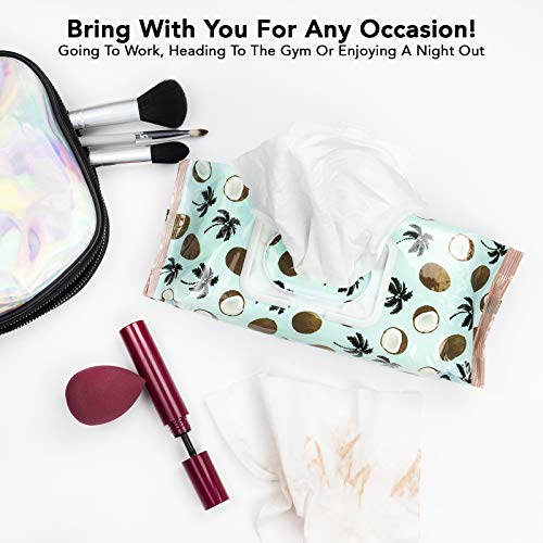 B.C. Beauty Concepts Makeup Remover Wipes, 50 Facial Cleaning Cloths, Gentle Facial Wipes Removes Makeup Mascara Dirt and Oil, Flip Top Pack (Coconut with Aloe & Vitamin C)