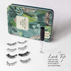 Nicole Miller Faux Eyelash Collection with Lash Glue in Tin Case, Set of Four False Lashes (Printed Floral Tin)
