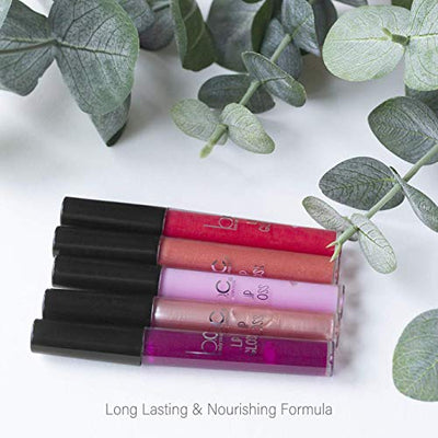 Beauty Concepts Set of 5 Lip Gloss Collection, Pucker Up Lip Gloss Gift Set with Five Different Shades of Lip Glosses