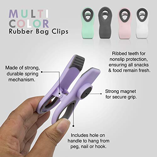 10 Piece Bag Clips with Magnet, Food Clips, Chip Clips, Bag Clips for Food Storage with Air Tight Seal Grip, Snack Bags and Food Bags (Multicolored)
