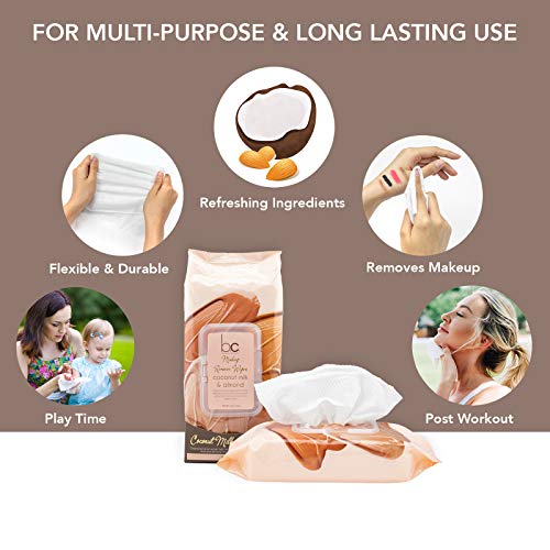 Beauty Concepts 2 Pack (60 Count Each) Coconut Milk and Almond Facial Cleansing Wipes Detoxifies Skin and Removes Makeup Flip Top Pack