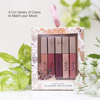 Nicole Miller 5 Pack Super Shine Lip Gloss Collection, Gift Set with Five Different Shade Lip Glosses