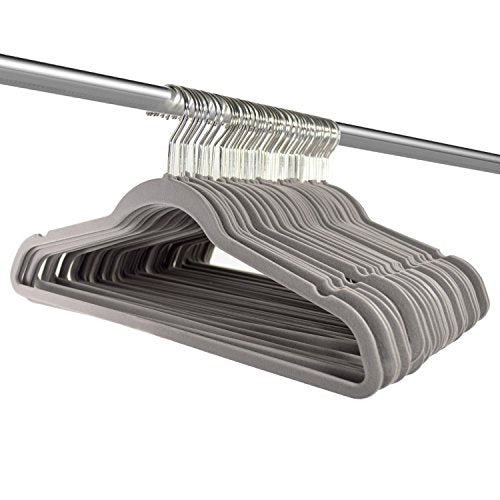 Michael Graves Design Ultra-Thin Non-Slip Velvet Clothing Hangers, Flocked & Durable, Closet Space Saving, for Garments, Suits, Dresses, Pants, Shirts, Coats, 50 Pack