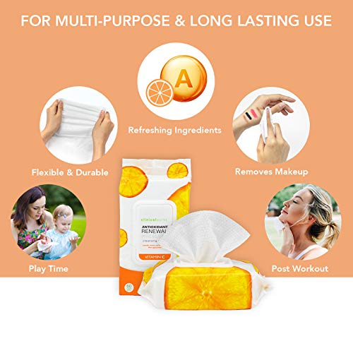 Clinical Works - 2 Pack (60 Count Each) Vitamin C Antioxidant Micellar Cleansing Wipes