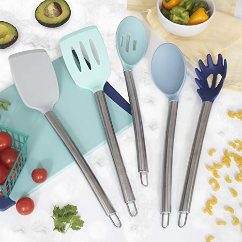 Cook with Color Silicone Cooking Utensils, 5 Pc Kitchen Utensil Set, Easy to Clean Silicone Kitchen Utensils, Cooking Utensils for Nonstick Cookware, Kitchen Gadgets Set