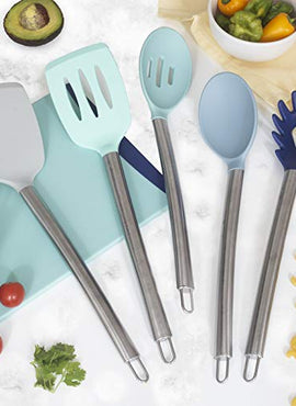 Cook with Color Silicone Cooking Utensils, 5 Pc Kitchen Utensil Set, Easy to Clean Silicone Kitchen Utensils, Cooking Utensils for Nonstick Cookware, Kitchen Gadgets Set