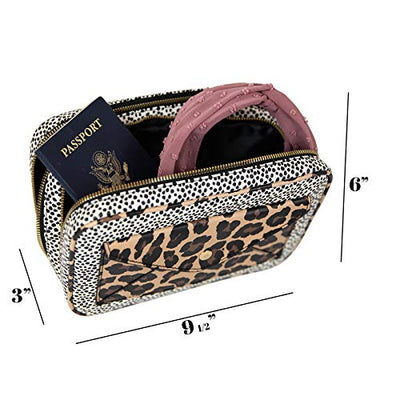 Nicole Miller Makeup Bag, Travel Toiletry Case, and Cosmetic Bag- 2 Zipper, Large Makeup Organizer (Animal Print)