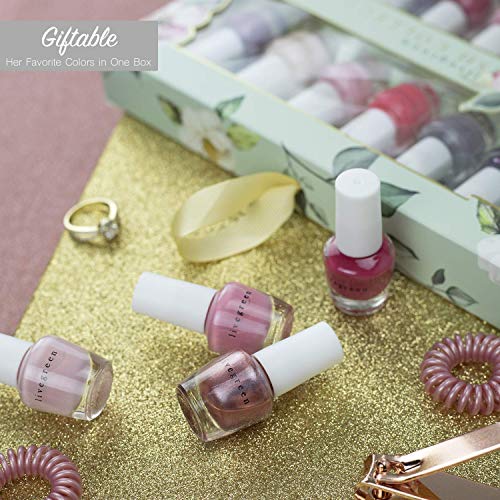 Live Green Nail Polish Set - 14 Mini Nail Polish Colors, Polish Kit for Fingernails and Toenails, 0.12 Fl Oz Each