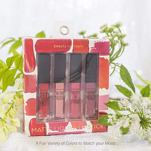 Beauty Concepts 4 Pack Matte Liquid Lipstick Collection