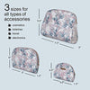 Ellen Tracy 3 Pc Cosmetic Bag Set, Purse Size Makeup Bag for Women, Toiletry Travel Bag, Makeup Organizer, Zippered Pouch Set, Large, Medium, Small (Pale Pink & Green Flower Print)