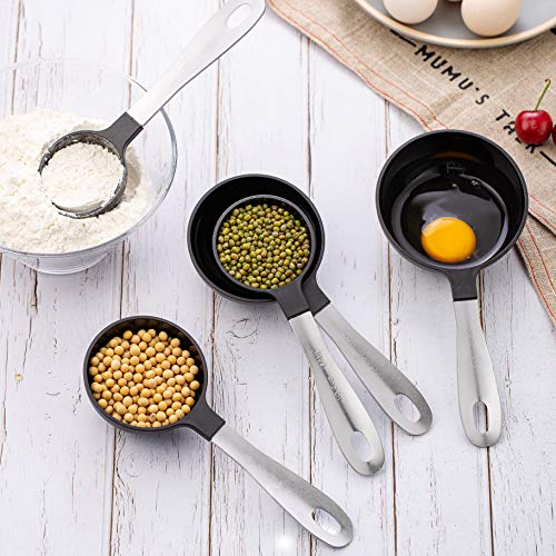 Cook with Color 12 PC Measuring Cups Set and Measuring Spoon Set/Stainless Steel Handles/Nesting Kitchen Measuring Set/Liquid Measuring Cup Set/Dry Measuring Cup Set (Black and White Collection)