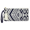 DwellStudio Vegan Clutch for Women -Boho Style Clutch, Wristlet, Purse, Woman's Hand Bag, Wallet, Beautiful Gift for Women (Navy and White)
