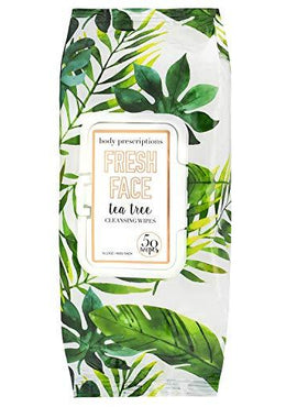 Body Prescriptions Tea Tree Facial Wipes, Detoxifying + Moisturizing, Deep Cleansing Face Towelettes, Refreshing + Nourishing, Gentle Cleansing Cloths (50 Wipes)