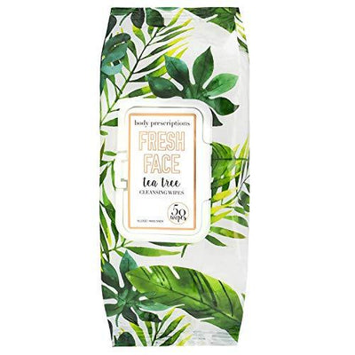 Body Prescriptions Tea Tree Facial Wipes, Detoxifying + Moisturizing, Deep Cleansing Face Towelettes, Refreshing + Nourishing, Gentle Cleansing Cloths (50 Wipes)