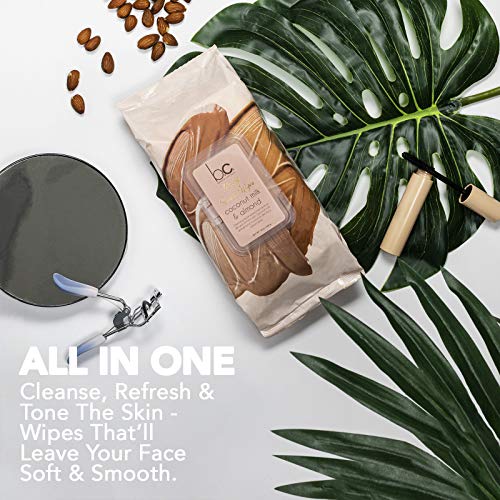 Beauty Concepts 2 Pack (60 Count Each) Coconut Milk and Almond Facial Cleansing Wipes Detoxifies Skin and Removes Makeup Flip Top Pack