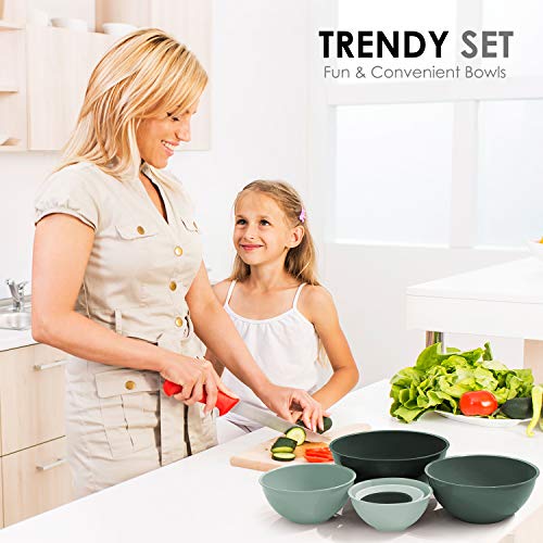 Cook with Color Plastic Mixing Bowls with Lids - 12 Piece Nesting Bowls Set includes 6 Prep Bowls and 6 Lids, Microwave Safe Mixing Bowl Set