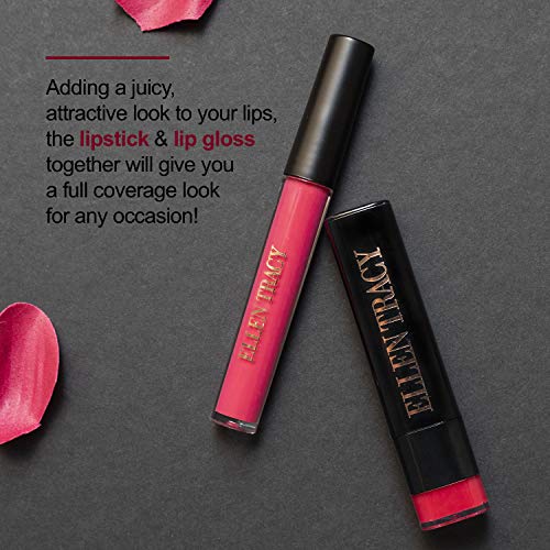 Ellen Tracy Matte Lipgloss and Lipstick Set, Lip Gloss and Lip Stick Set, Lipgloss Set for Women and Girls, Matte Lipstick - Sangria