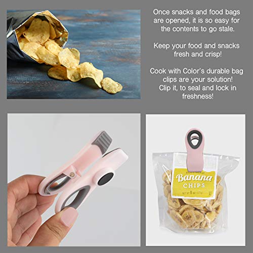 10 Piece Bag Clips with Magnet, Food Clips, Chip Clips, Bag Clips for Food Storage with Air Tight Seal Grip, Snack Bags and Food Bags (Multicolored)