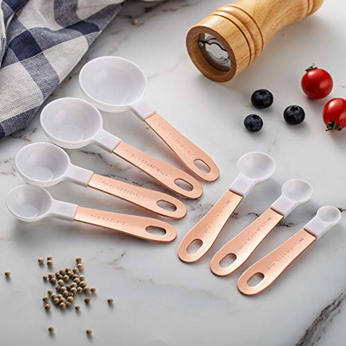12 Piece Measuring Cups Set and Measuring Spoon Set, Copper Coated Stainless Steel Handles, Nesting Kitchen Measuring Set, Liquid Measuring Cup Set, Dry Measuring Cup Set