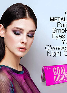 Nicole Miller Goal Digger Metallic Eye Shadow Palette with Mirror, Eye Makeup for Women, Makeup Set and Cosmetics for Girls, Metallic Eyeshadow Colors - 18 Neutral, Matte and Shimmery Shades