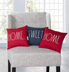 Rae Dunn Set of 3 12Ó Mini Decorative Pillow with Home Sweet Home Embroidered Sentiment, Red and Blue Throw Pillows, 100% Cotton (Square Pillows)