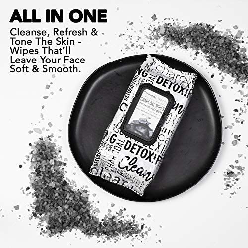 Clinical Works - 2 Pack (60 Count Each) Charcoal Detoxifying Face Wipes
