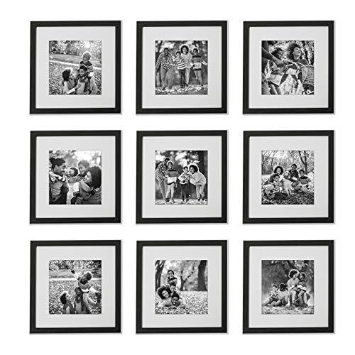 Sheffield Home Decor Collection- 9 Piece Square Picture Frame Set 12x12 in, Matted to 8x8