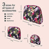 Once Upon A Rose 3 Pc Cosmetic Bag Set, Purse Size Makeup Bag for Women, Toiletry Travel Bag, Makeup Organizer, Cosmetic Bag for Girls Zippered Pouch Set, Large, Medium, Small (Hot Pink & Floral)