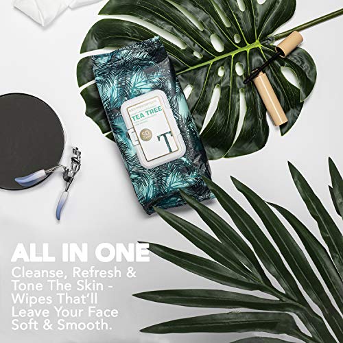 Body Prescriptions Single Pack (50 Count Each) Tea Tree Facial Cleansing and Gentle Make Up Remover Wipes Flip Top Pack