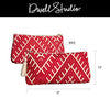 DwellStudio Vegan Clutch for Women -Boho Style Clutch, Wristlet, Purse, Woman's Hand Bag, Wallet, Beautiful Gift for Women (Red and White)
