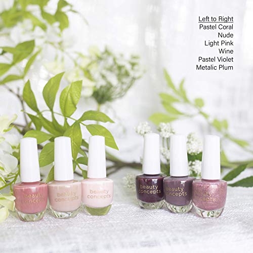 Beauty Concepts Set of 6 Nail Polish Collection - Quick Dry Nail Polish for Women and Girls (Floral Box)