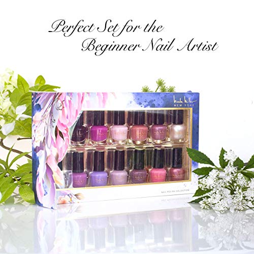 Nicole Miller Nail Polish Set, 14 MINI Nail Polish Colors, Polish Kit for Fingernails and Toenails