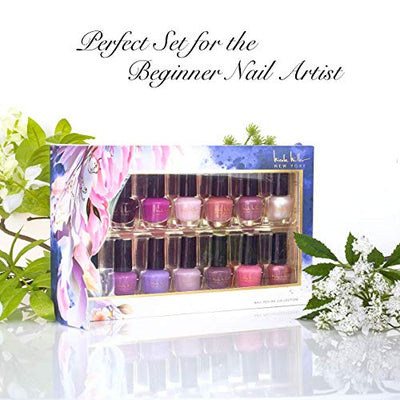 Nicole Miller Nail Polish Set, 14 MINI Nail Polish Colors, Polish Kit for Fingernails and Toenails