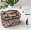 Nicole Miller Makeup Bag, Travel Toiletry Bag, and Cosmetic Bag- Pink Faux Leather Snakeskin Print (Large Train Bag)