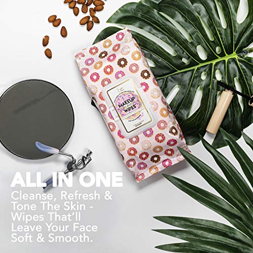 Beauty Concepts 2 Pack (60 Count Each) Vanilla Almond ÒDonut Forget to Remove your MakeupÓ Facial Cleansing Wipes Ð Detoxifies Skin and Removes Makeup Ð Flip Top Pack