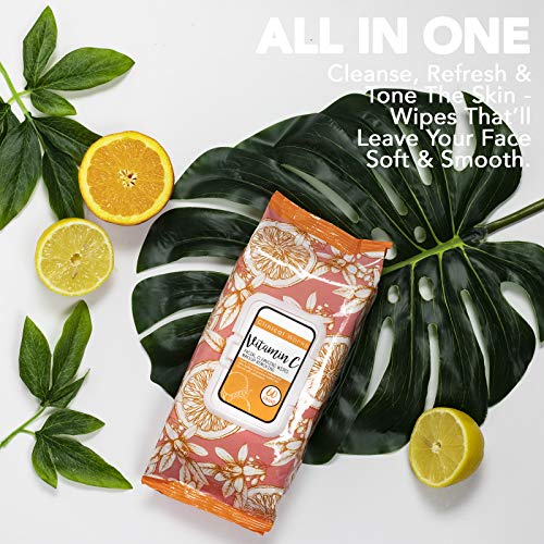 Clinical Works - 2 Pack (60 Count Each) Vitamin C Facial Cleansing Wipes