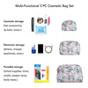 Ellen Tracy 3 Pc Cosmetic Bag Set, Purse Size Makeup Bag for Women, Toiletry Travel Bag, Makeup Organizer, Zippered Pouch Set, Large, Medium, Small (Pale Pink & Green Flower Print)