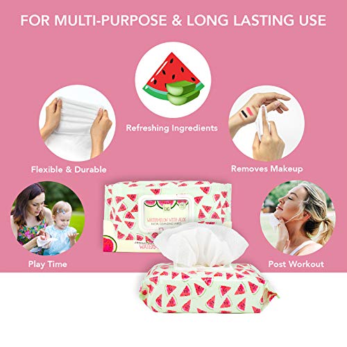 Beauty Concepts - 2 Pack (60 Count Each) Watermelon Detoxifying Facial Wipes