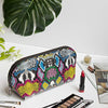 Nicole Miller Makeup Bag, Travel Toiletry Bag, and Cosmetic Bag- Multicolor Faux Leather Snakeskin Print (Long Loaf Bag)