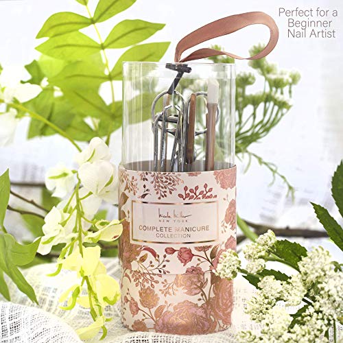 Nicole Miller Manicure Set, 7 Piece Nail Kit in Cylinder, Manicure and Pedicure Tool Set with Emery Board, Cuticle Cleaner, 2 Nail Clippers, Nail File, Cuticle Pusher and Scissor