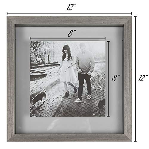 Sheffield Home Decor Collection- 3 Piece Picture Frame Set 12x12in, Floating to 8x8in